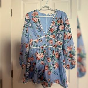 Goodnight Macaroon Powder Blue & Floral Romper